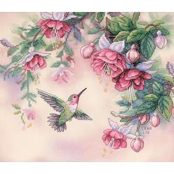 Dimensions Hummingbird and Fuchsias Stamped Cross Stitch Kit, 14 x 12