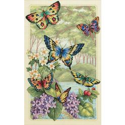 Dimensions Simplicity Vintage Dimensions Gold Collection Counted Cross Stitch Kit, Butterfly Forest, 14 Count Ivory Aida, 16'' x 10''