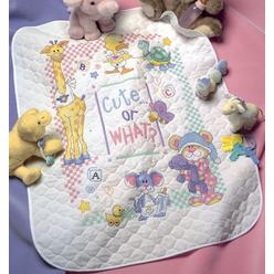 Dimensions Stamped Cross Stitch Cute or What? DIY Baby Quilt, 34" x 43"