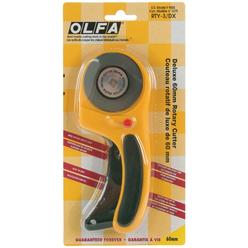Olfa RTY-3/DX Olfa Deluxe Rotary Cutter: Straight, 2 1/4 in Blade Dia, Tungsten, 7 1/2 in Handle Lg  RTY-3/DX
