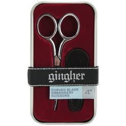 Gingher Curved Embroidery Scissors 4-with Leather Sheath