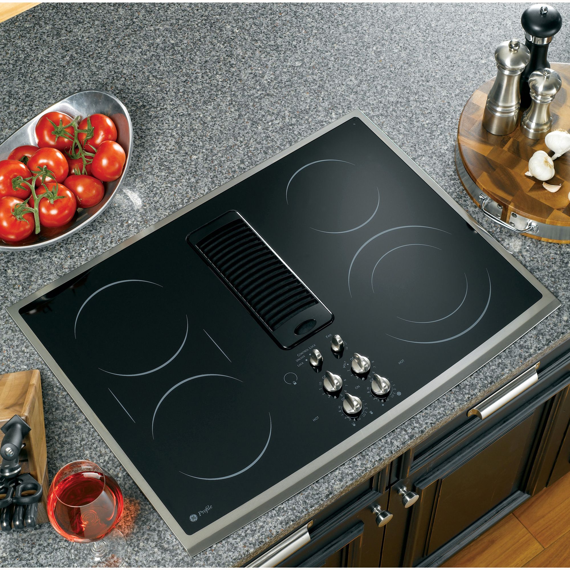 GE Profile Series PP989SNSS 30" Electric Downdraft Cooktop - Stainless 30 Inch Electric Cooktop Stainless Steel