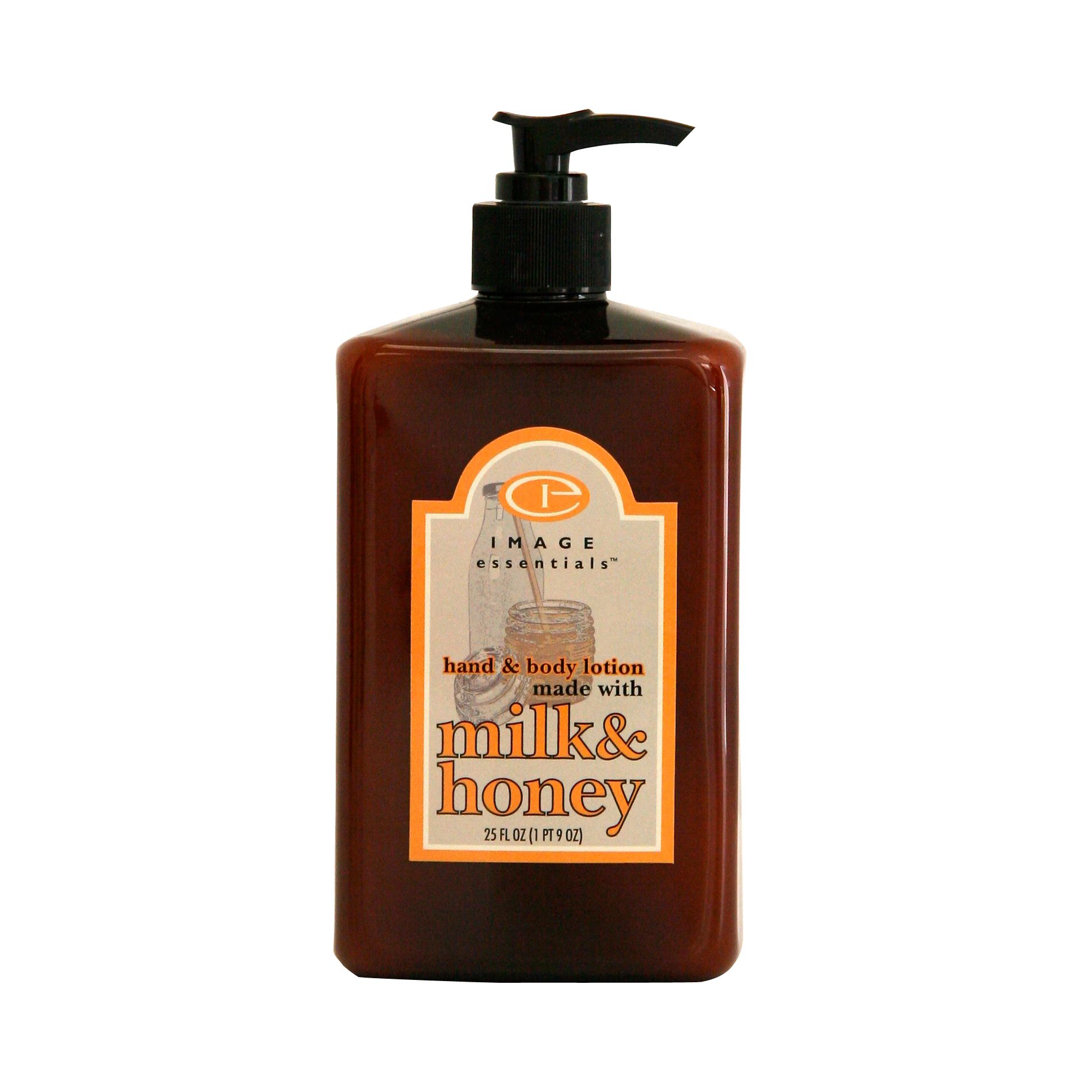 Image Essentials Milk & Honey Hand & Body Lotion Milk & Honey fragrance 25 Ounce Brown Bottle.