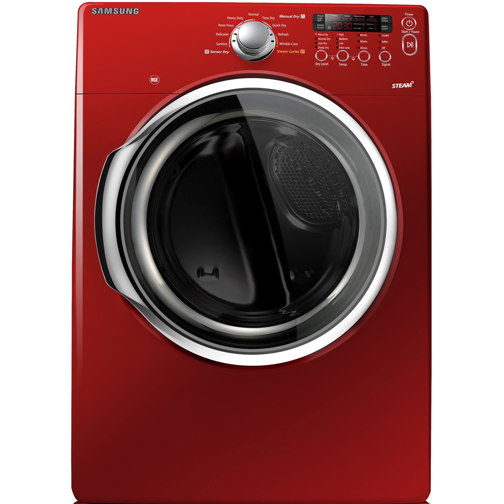 Samsung 7.3 Cu. Ft. Electric Steam Dryer Red | Camiveo
