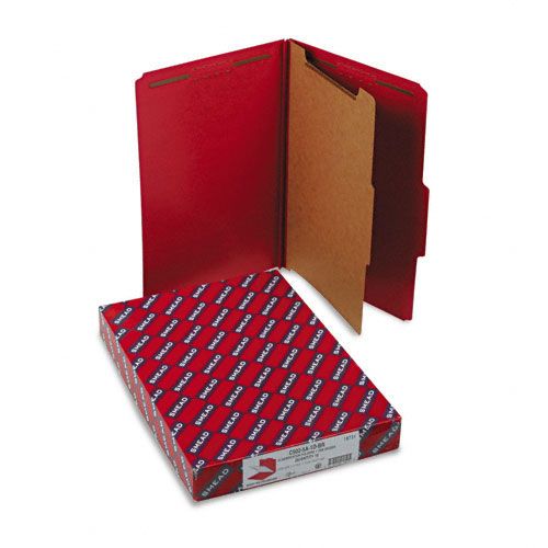 Smead SMD18731 4-Section Folders, Pressboard, Legal, Bright Red