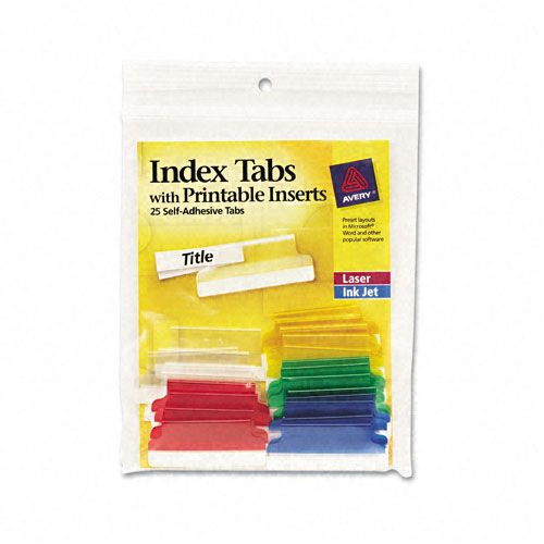 Avery AVE16228 Self-Adhesive Plastic Tabs with Printable Inserts
