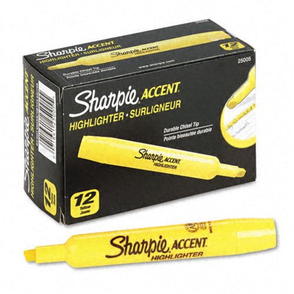 Sharpie SAN25005 Accent Tank Style Highlighter  Chisel Tip  Yellow  12/Pk