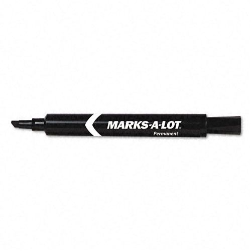 Marks-A-Lot AVE08888 Large Desk Style Permanent Marker  Chisel Tip  Black  Dozen