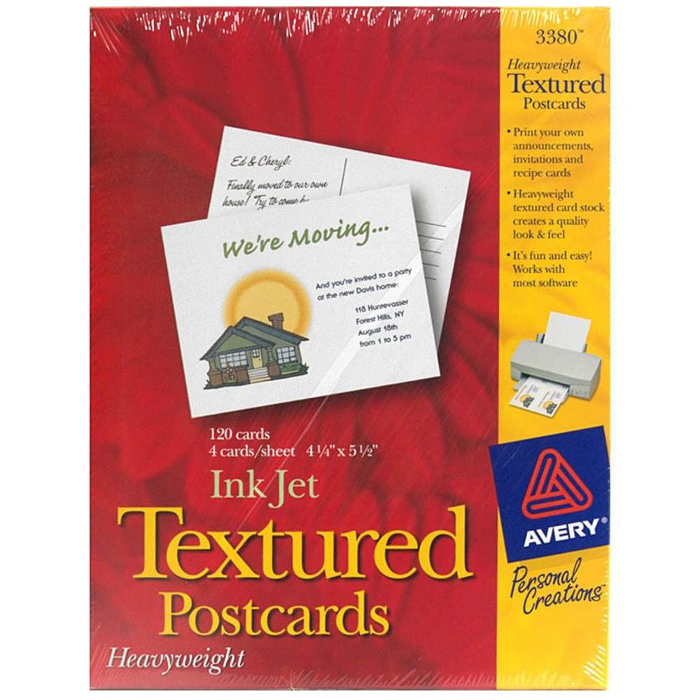 Avery AVE3380 Personal Creations Heavyweight Textured Postcards, Ink Jet, 120 cards