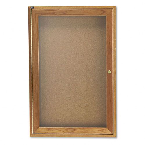 Quartet QRT363 Oak-Framed Cork Bulletin Board w/Doors, 24 x 36