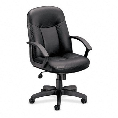 Basyx Mid-Back Swivel/Tilt Chair, Black Leather/Frame
