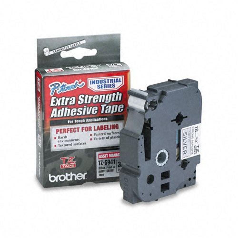 Brother BRTTZES941 Laminated Adhesive Tape, 3/4&#8221;, Black on Silver