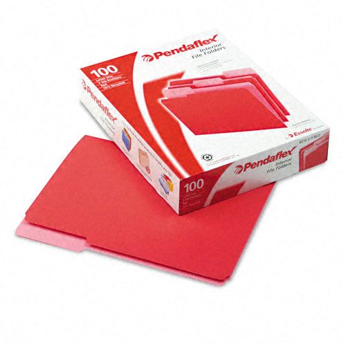 Pendaflex PFX421013RED Letter File Folders, 1/3 Cut Top Tab, Red, 100/Box