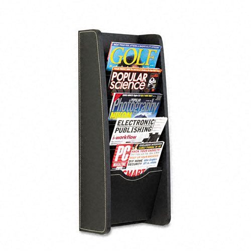 Safco SAF5575BL Five-Pocket PVC Magazine Display Rack, Black