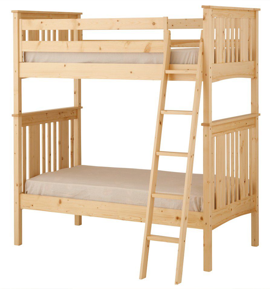 Canwood Base Camp Twin over Twin Bunk Bed with Angled Ladder/Guard Rail - Natural