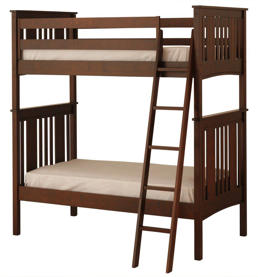 Canwood Base Camp Twin over Twin Bunk Bed with Angled Ladder/Guard Rail - Espresso