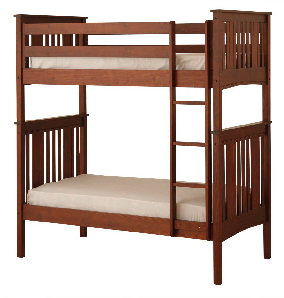 Canwood Base Camp Twin over Twin Bunk Bed with Vertical Ladder/Guard Rail - Cherry