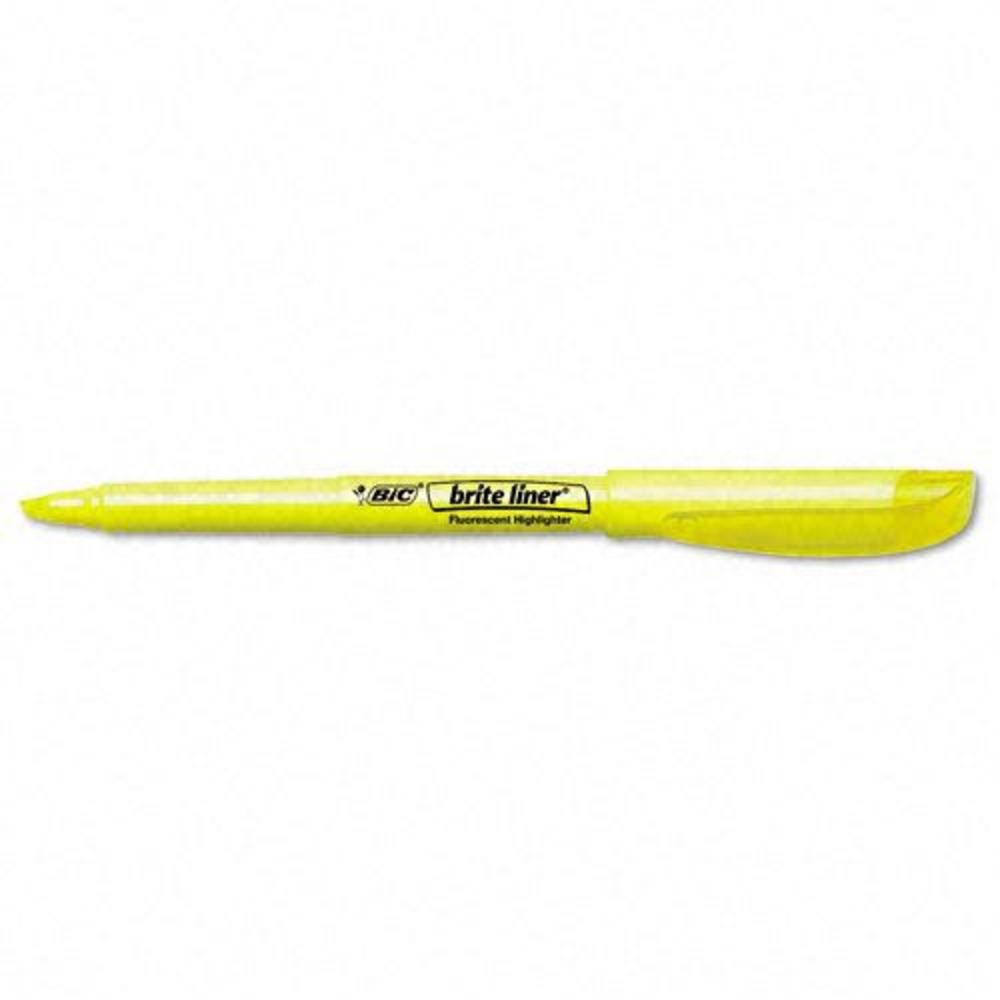 BIC Brite Liner Highlighter Chisel Tip Fluorescent Yellow Ink 1 Dozen