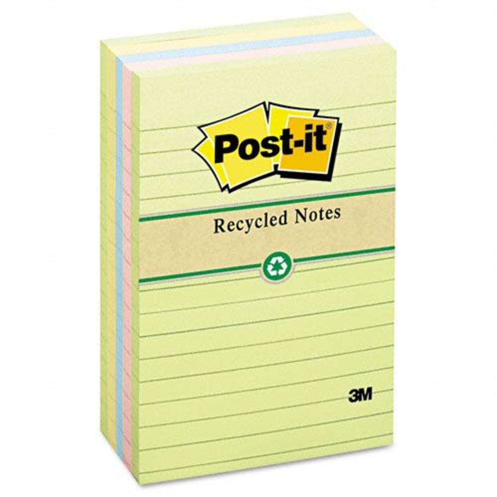 Post-it Greener Notes MMM660RPA Original Recycled Note Pads  4 x 6  Helsinki  100/Pad  5 Pads/Pack