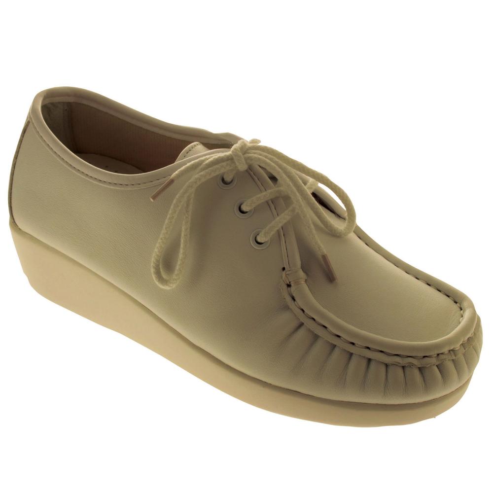 Spring Step Womens Emily-C Lace-Up Beige Leather