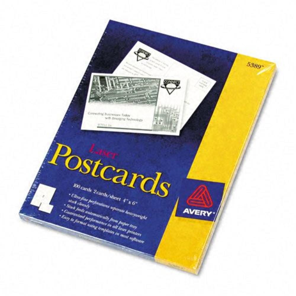 Avery AVE5389 Printer Compatible Postcards, 4 x 6, 100/Box
