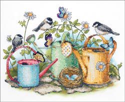 Dimensions -Watering Cans Stamped Cross Stitch Kit-14"X11"