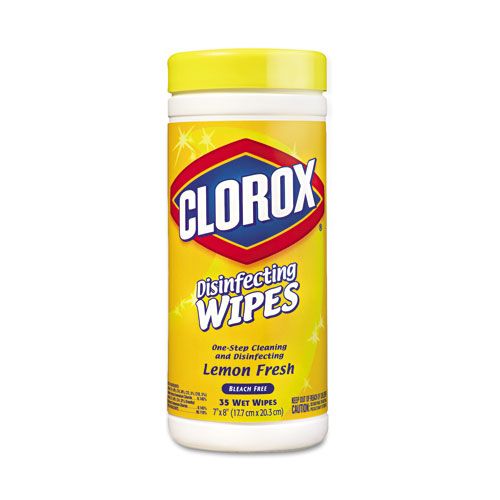 Clorox CLO01594EA Lemon Scent Disinfecting Wet Wipes, 35/canister