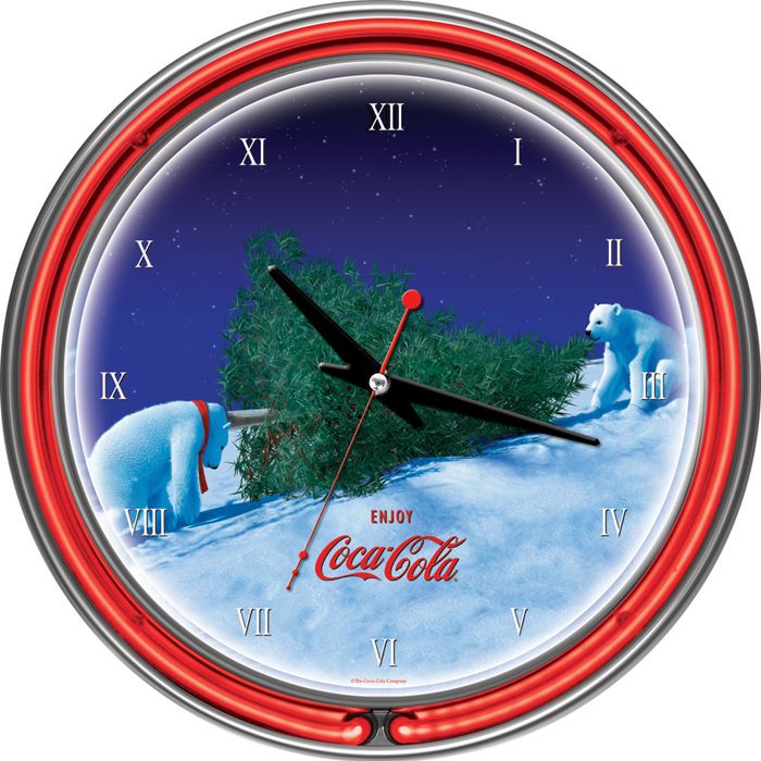 Trademark Coca-Cola Neon Clock - Polar Bear with Tree