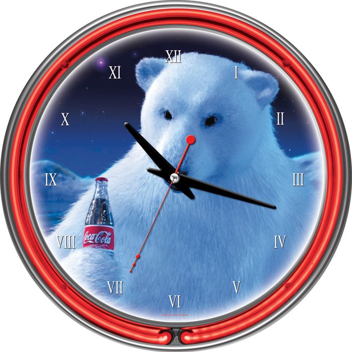 Trademark Coca-Cola Neon Clock - Polar Bear with Coke Bottle