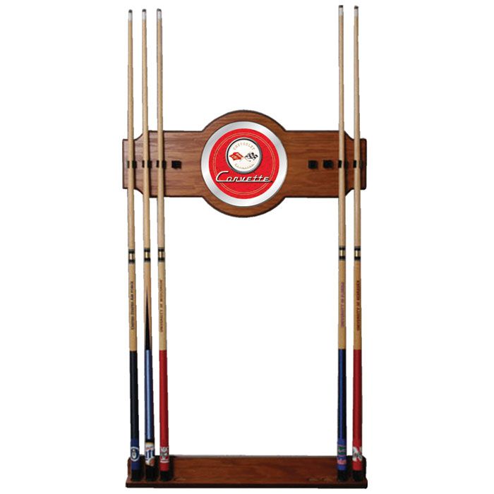 Trademark Corvette C1 2 piece Wood and Mirror Wall Cue Rack - Red