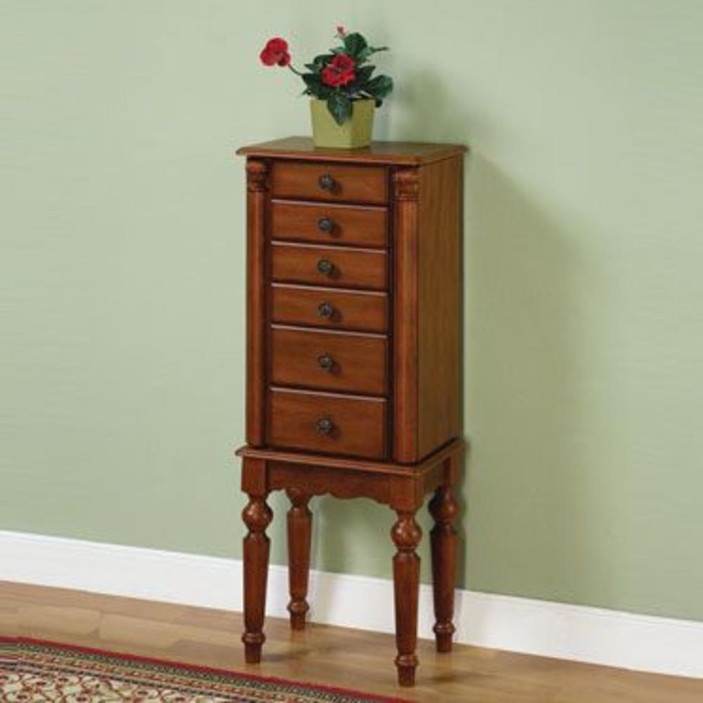 L Powell Lightly Distressed "Deep Cherry" Jewelry Armoire