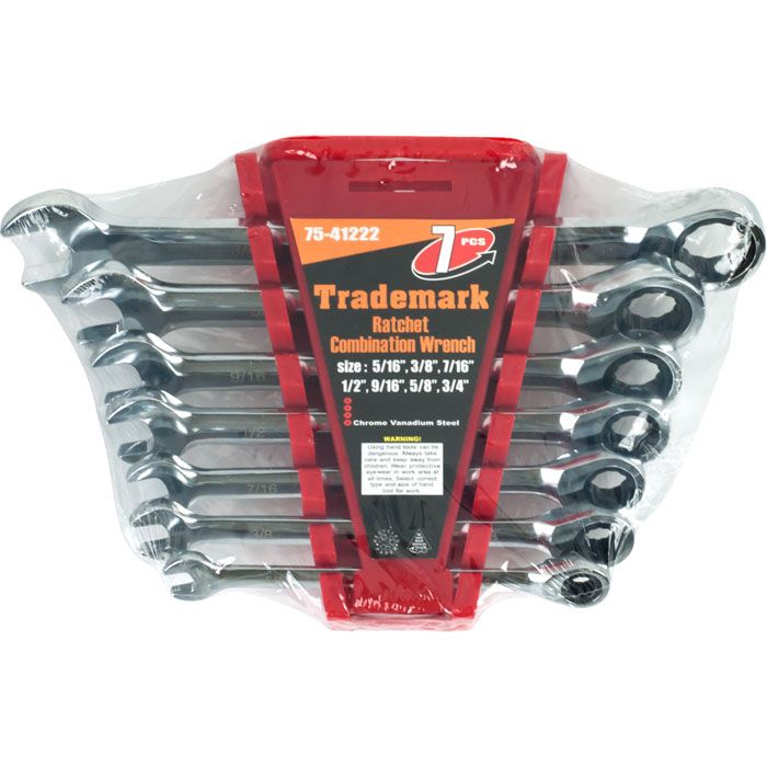 Stalwart Ratchet Combination Wrenches SAE - Set of 7