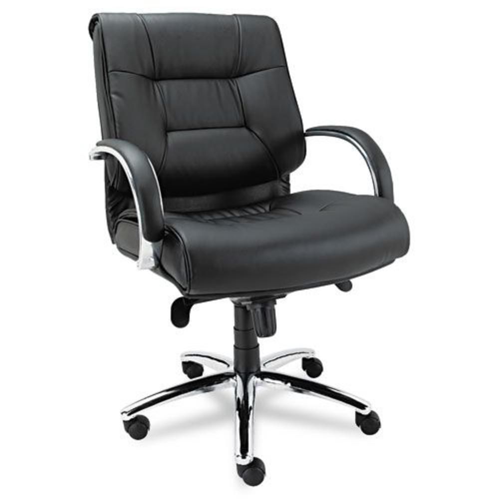 Alera Ravino Mid Back 450lb Cap. Leather Chair, Black