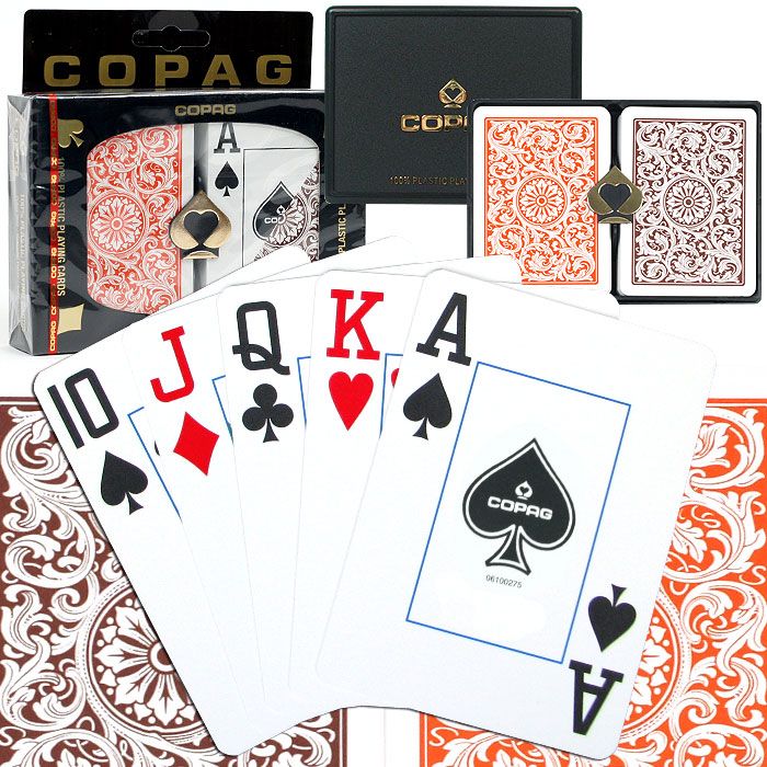 Copag Cards Poker Size JUMBO Index - 1546 Orange and Brown Setup