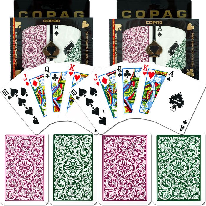 Copag Cards Poker & Bridge Regular Index Green/Burgundy Set of 2