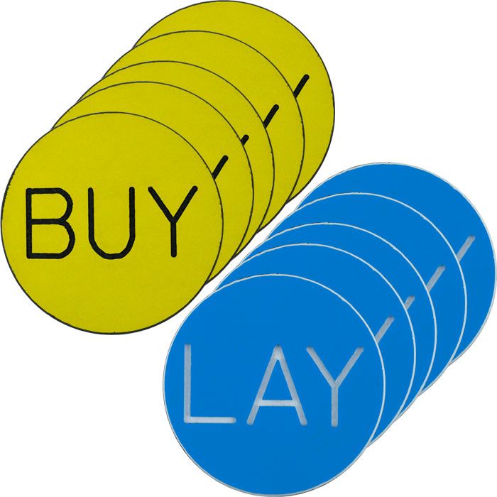 Trademark Global One Set of 10 BUY / LAY Chip Buttons for Craps