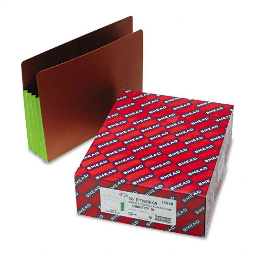Smead SMD73680 3 1/2" Expansion File Pockets, Letter, Green/Red