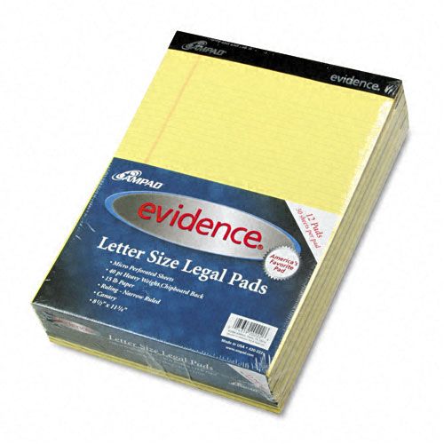Ampad TOP20222 Perforated Writing Pad  8 1/2" x 11 3/4"  Canary  50 Sheets  Dozen