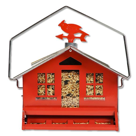 Perky-Pet Squirrel-Be-Gone II Barn Style Wild Bird Feeder - Red