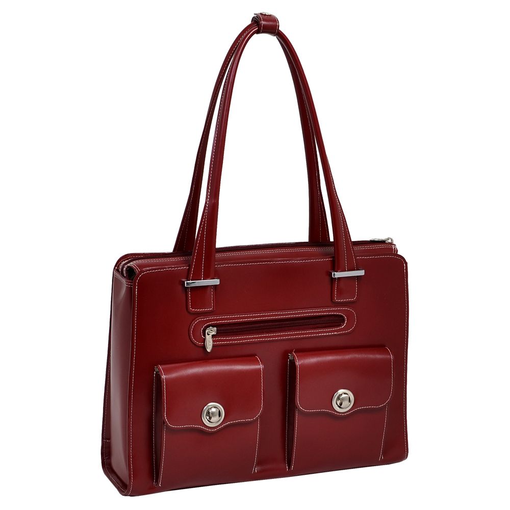 McKlein&reg; Verona 96626 Red Leather Fly-Through&#8482; Checkpoint-Friendly Ladies' Briefcase