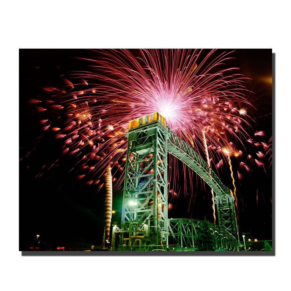 Trademark Global Kurt Shaffer 'Fireworks Bridge' Canvas Art