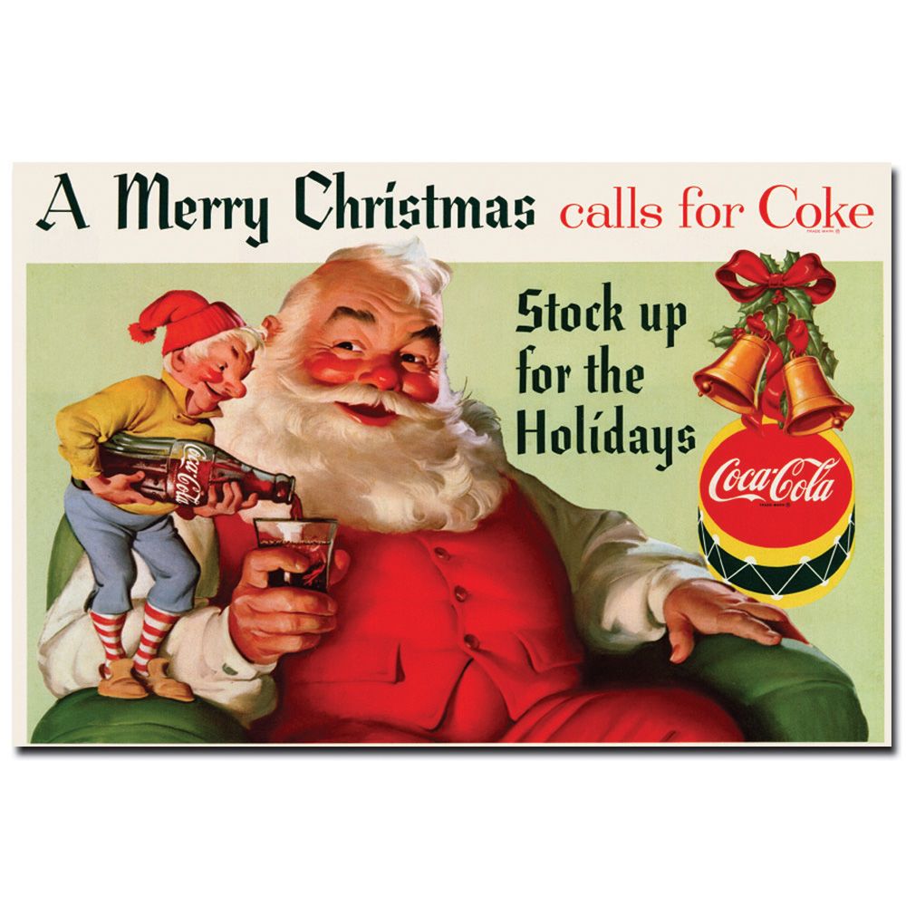 Trademark Global 'Coke Santa Merry Christmas w/ Elves' Canvas Art