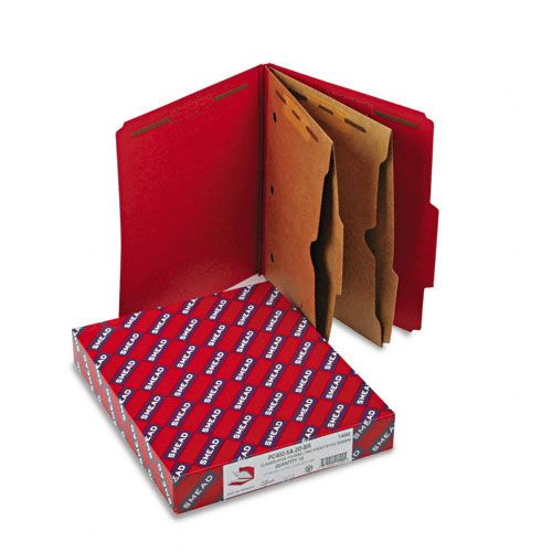 Smead SMD14082 6-Section Folders w/Dividers, Letter, Bright Red