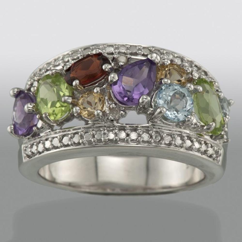 Multi Gemstone and Diamond Accent Ring