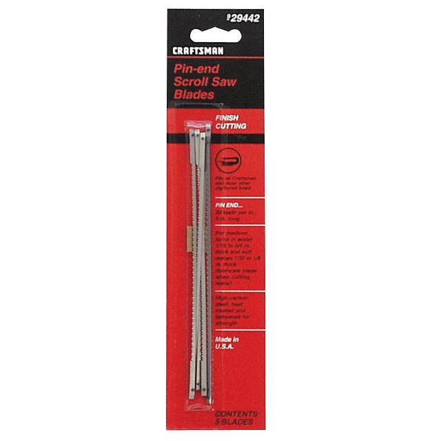 Craftsman 5 in. 20 tpi Pin End Scroll Saw Blade (Repl 26872), 5 pk.