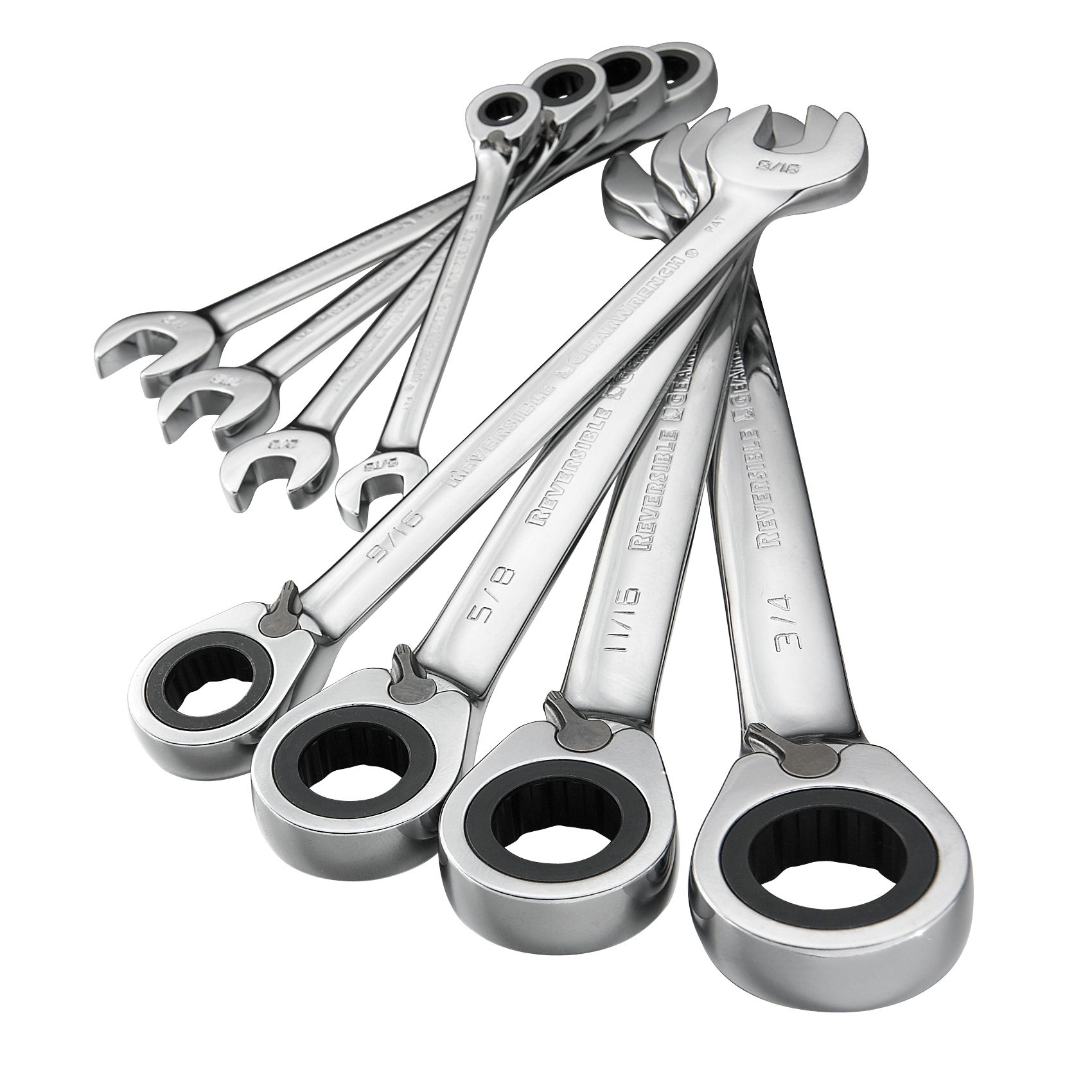 GearWrench 8 pc. Standard Full Polish Reversible Ratcheting Combination