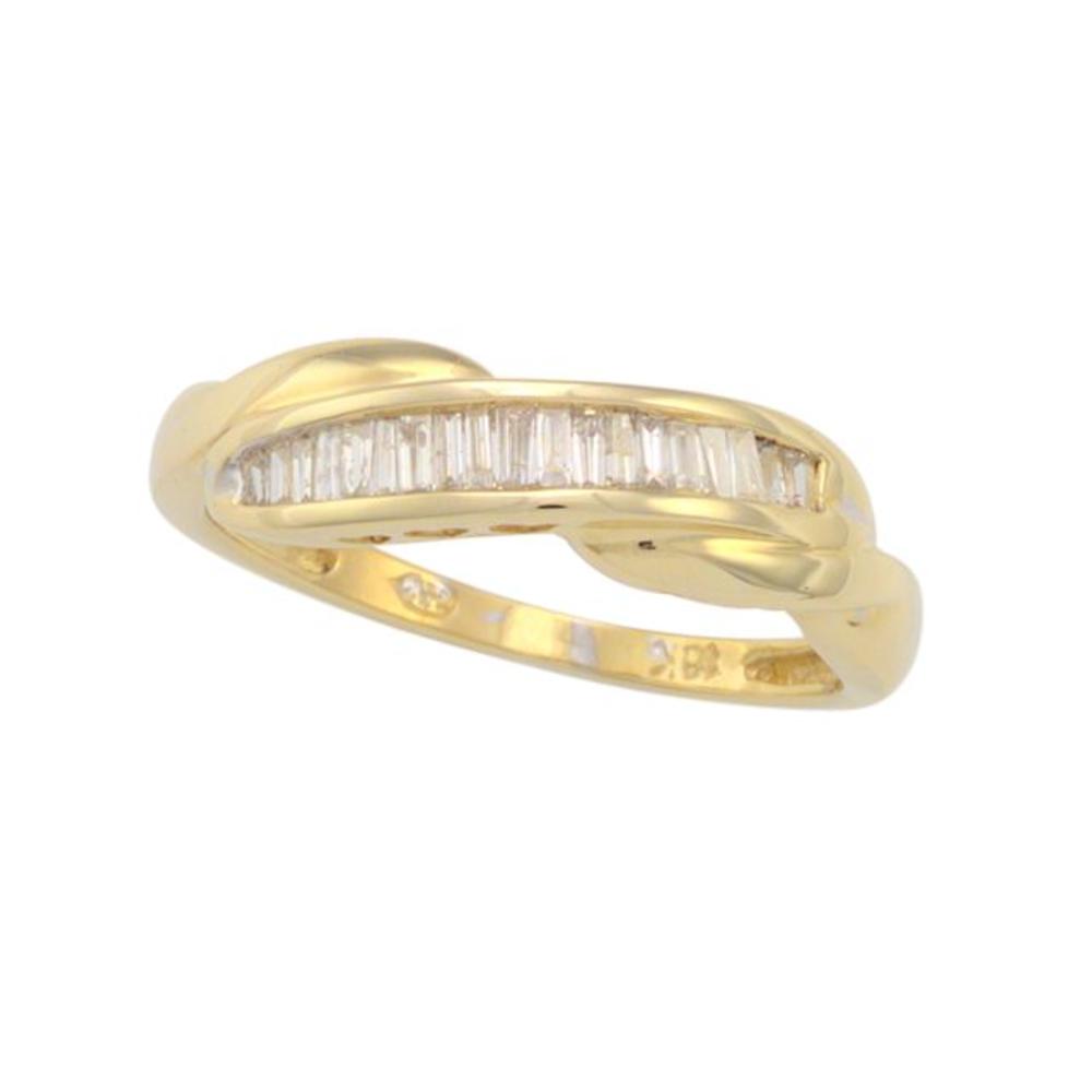 10k Yellow Gold and Tapered Diamond Accent Anniversary Ring