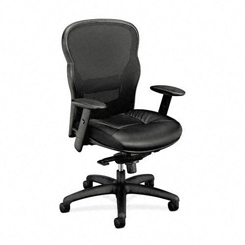 Basyx High-Back Swivel/Tilt Chair, Black Leather/Mesh