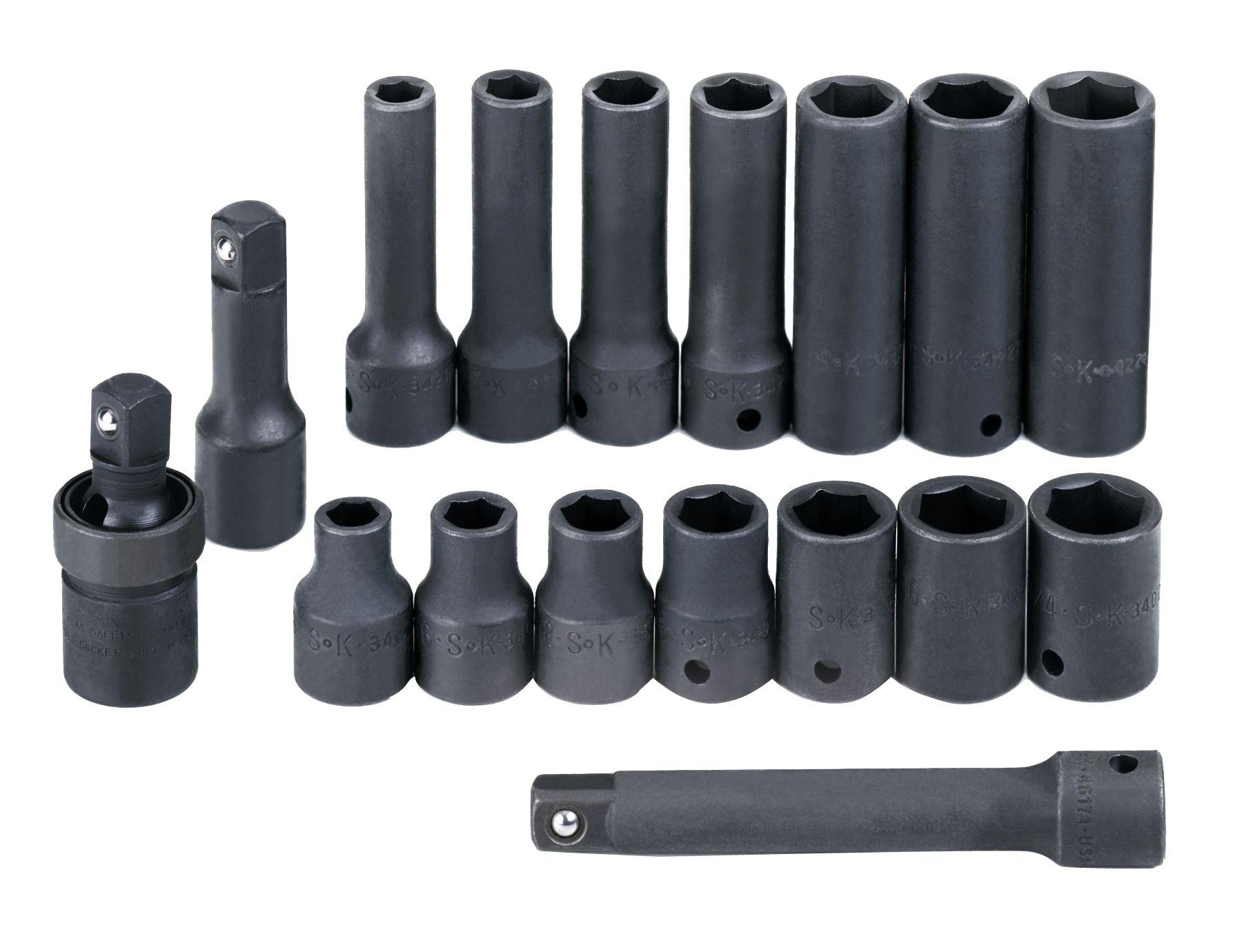 SK 17 Pc 1/2" Drive 6 Point Standard and Deep Fractional Impact Socket Set