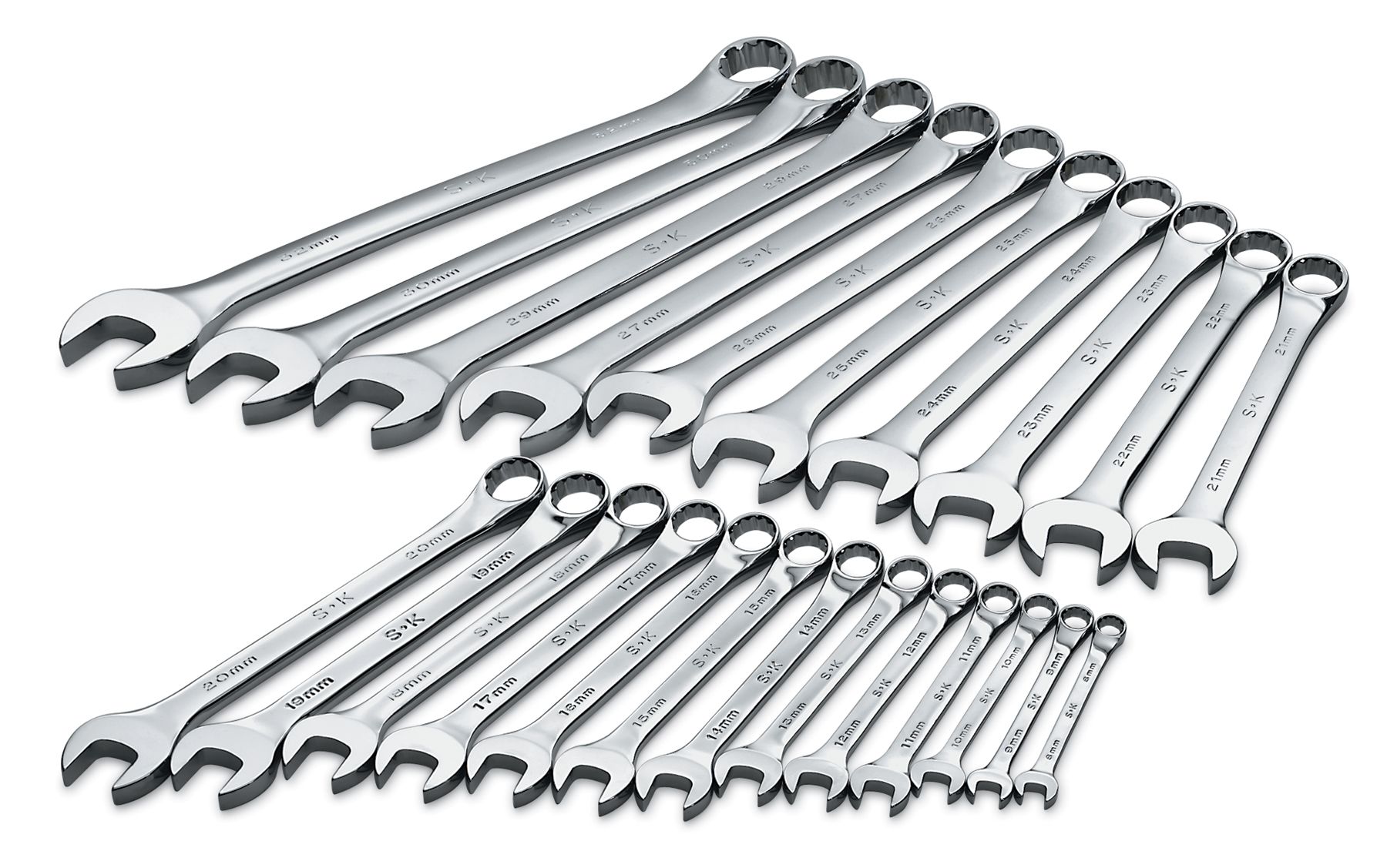 SK 23 Pc 12 point SuperKrome Metric Combination Wrench Set
